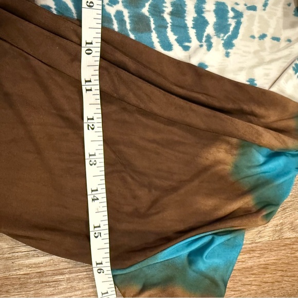 Vintage Y2K Top Women’s Large Babydoll V Neck Boho Western Brown Teal Made USA - Picture 7 of 9